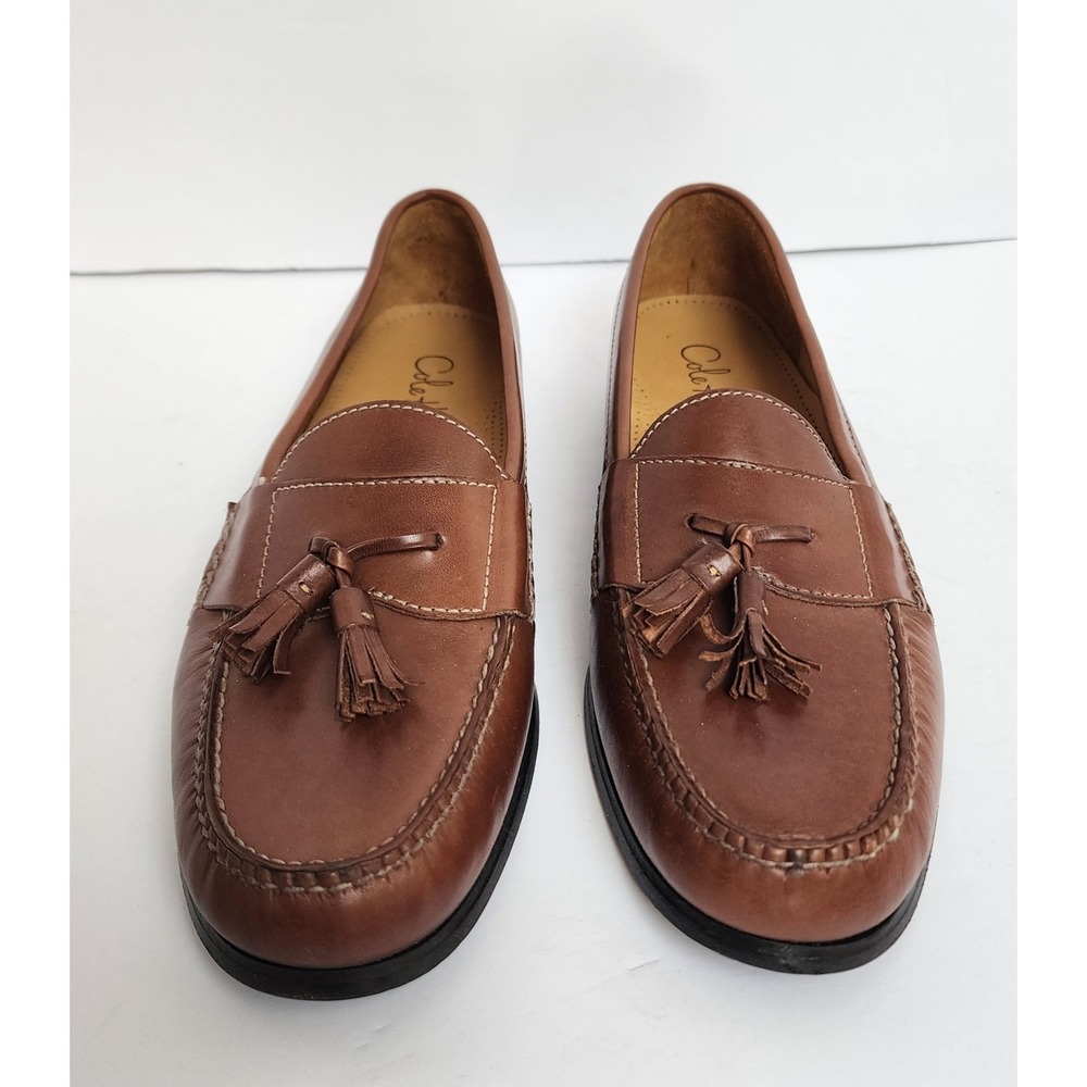Cole Haan Mens British Tan Leather Tassel Loafers Dress Shoes 13 D